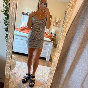 H&M Black and White Patterned Cut Out Mini Dress